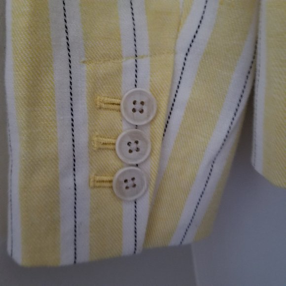 Banana Republic Stretch Linen Soft Yellow Pinstripe Tailored Blazer Size 2P - Picture 9 of 10